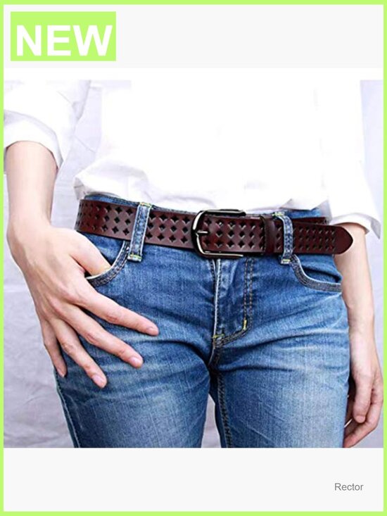 Genuine Leather Hollow Belt with Removable Buckle for Women